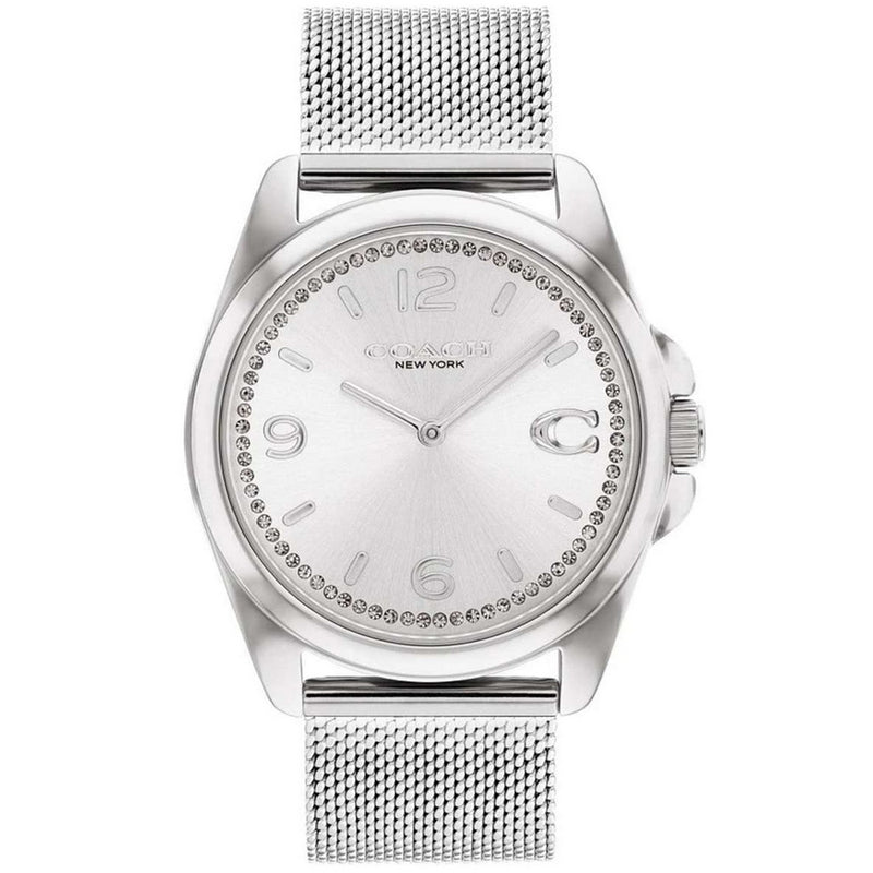 Coach Women's Greyson 14504146 Bracelet Silver Dial Quartz Movement Foldover Clasp 36mm Round Watch