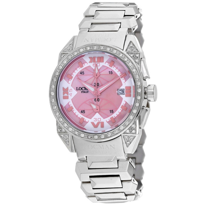 Locman Women's Diamond Cavallo Pazzo 161BMOPPKDC Bracelet Pink Dial Quartz Movement Deployment Clasp 46mm Round Watch