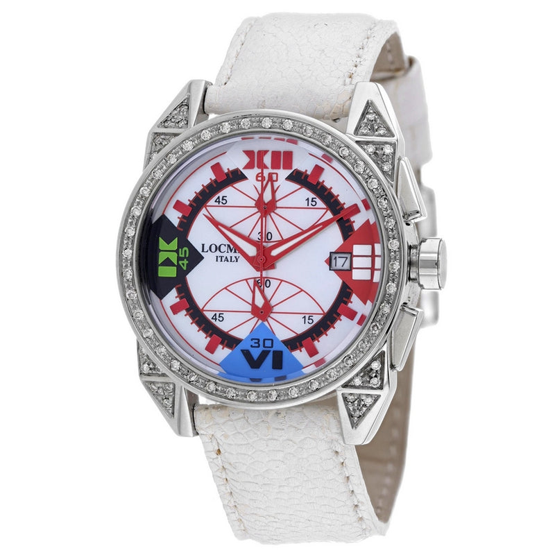 Locman Women's Diamond Cavallo Pazzo 161MOPRDDC/WH OS Strap Mother of Pearl Dial Quartz Movement Buckle Clasp 38mm Round Watch
