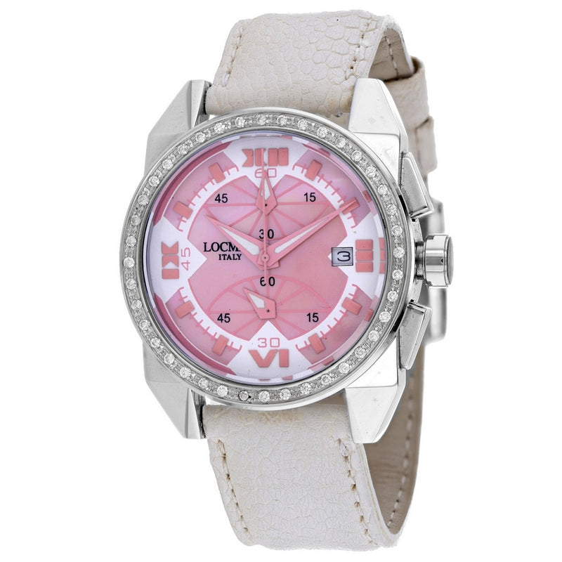 Locman Men's Cavallo Diamond Pazzo 161MOPWHD/WH Strap Mother of Pearl Dial Quartz Movement Buckle Clasp 40mm Round Watch