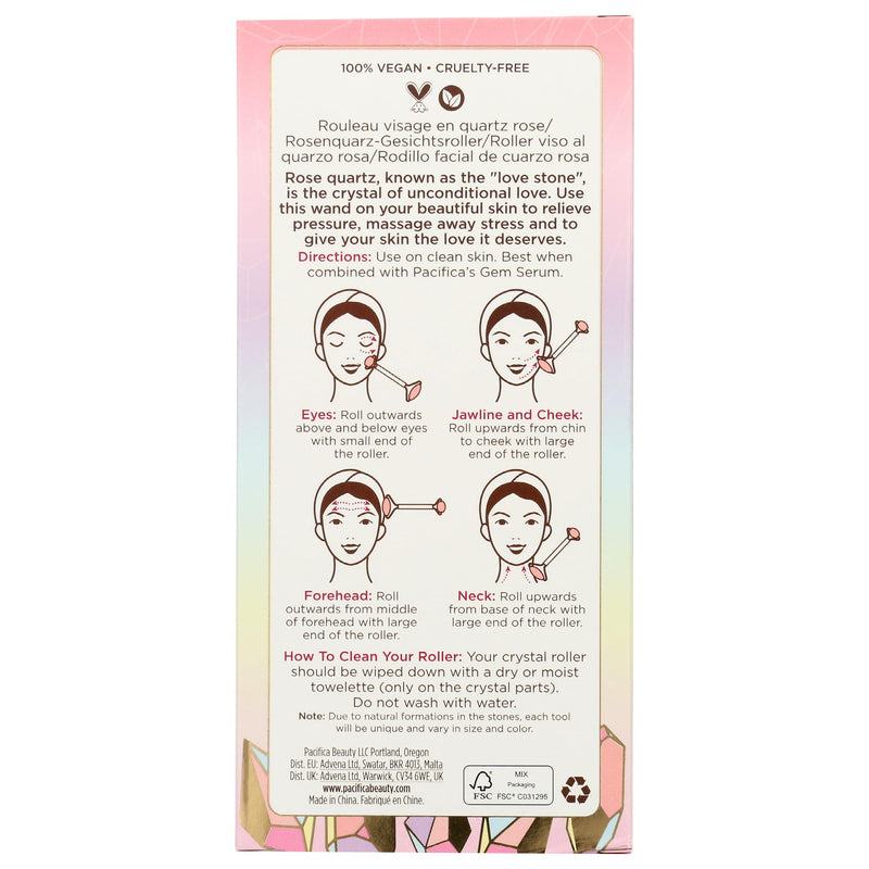 Pacifica Crystal Wand Rose Quartz Facial Roller Women's Gift Set