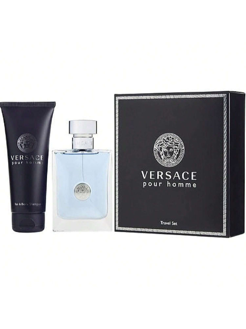 Versace Pour Homme by Versace for Men - 2 Pc Gift Set 3.4oz EDT Spray, 3.4oz Hair and Body Shampoo