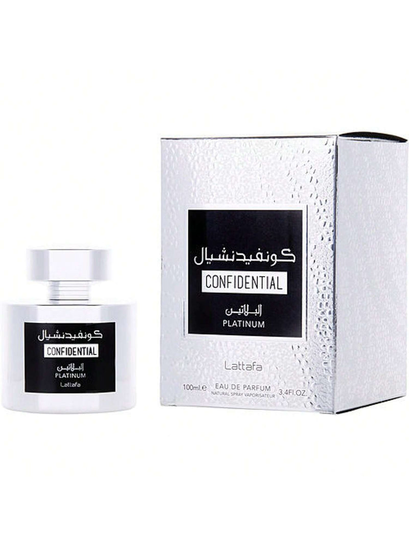 Lattafa Confidential Platinum By Lattafa Eau De Parfum Spray (Unisex) 3.4 Oz