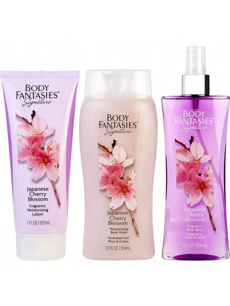 Japanese Cherry Blossom by Body Fantasies, 3 Piece Set for Women