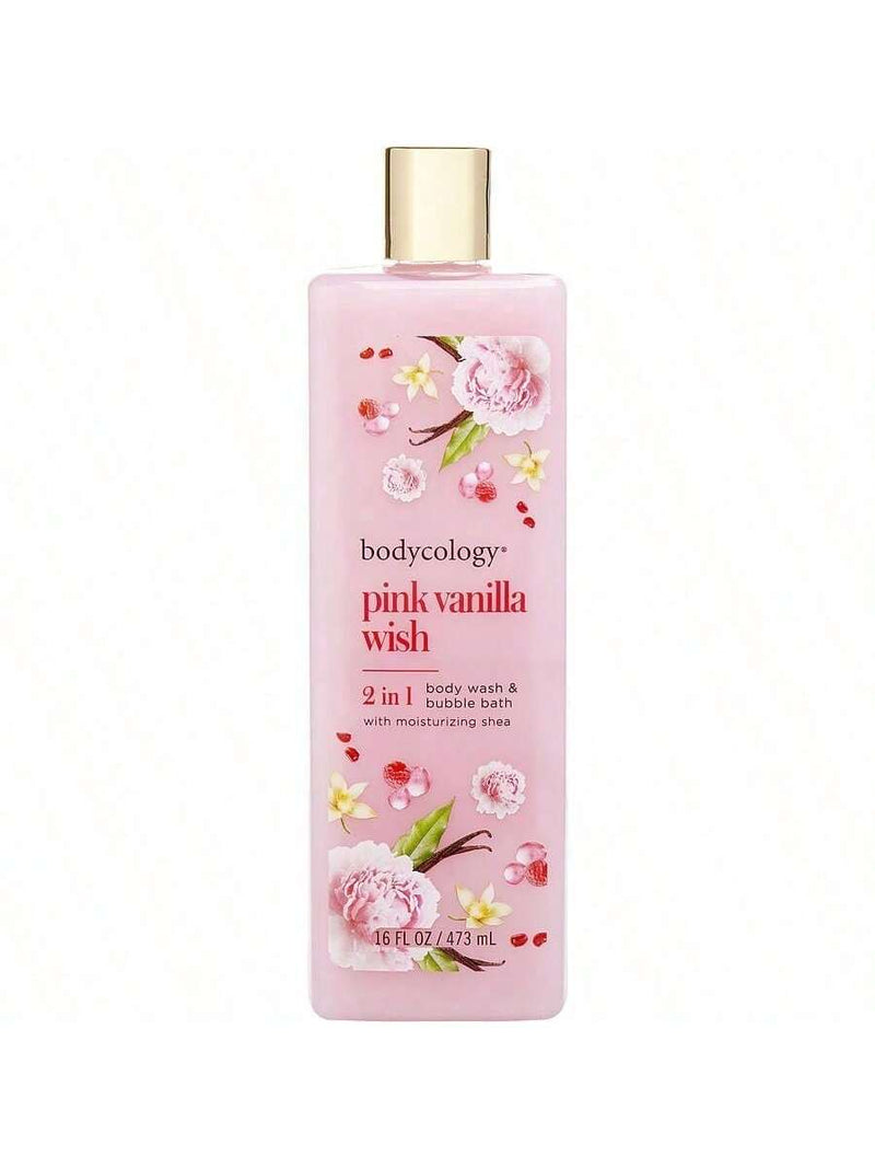 2 in 1 Body Wash and Bubble Bath - Pink Vanilla Wish by Bodycology for Women - 16 oz Body Wash