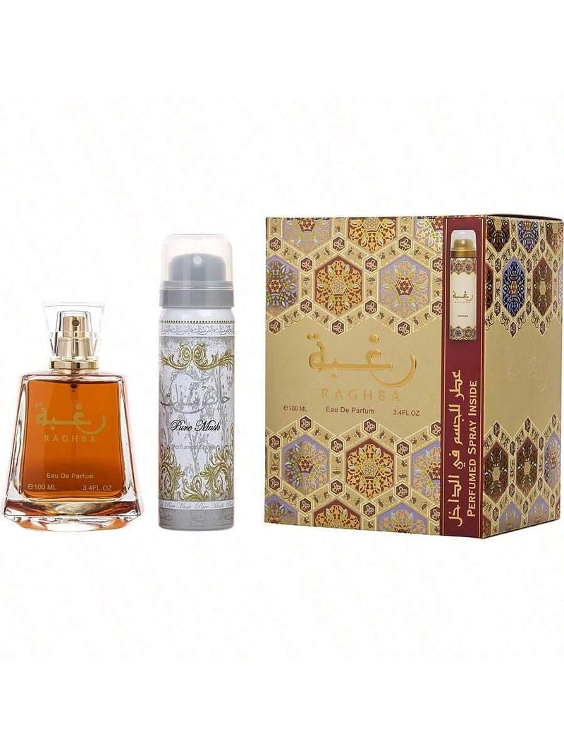 Raghba By Lattafa For Unisex - 2 Pc Gift Set 3.4Oz Edp Spray, 1.7Oz Perfumed Spray