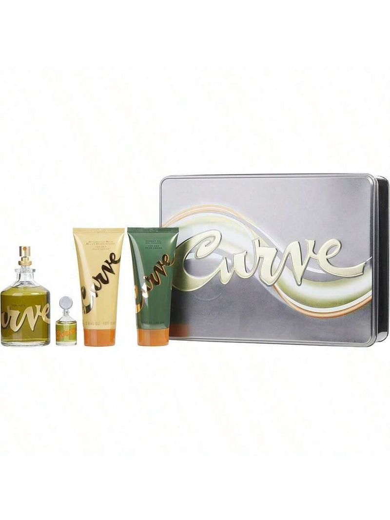 Curve by Liz Claiborne for Men - 4 Pc Gift Set 4.2oz Cologne Spray, 0.25oz Cologne Splash (Mini), 3.4oz After Shave Balm, 2.5oz Shower Gel