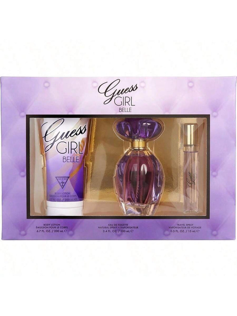 Guess Girl Belle by Guess for Women - 3 Pc Gift Set 3.4oz EDT Spray , 0.5oz EDT Travel Spray, 6.7oz Body Lotion