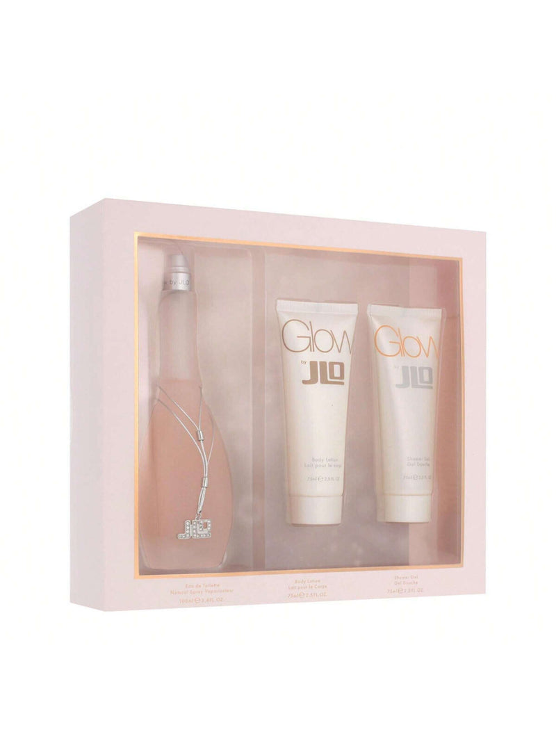 J Lo Glow 3 Pcs Set For Women: 3.4 Eau De Toilette Spray + 2.5 Body Lotion + 2.5 Shower Gel