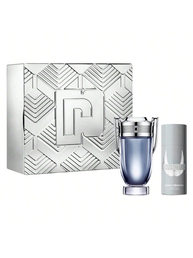 Paco Rabanne Invictus 2 Pcs Set For Men: 6.8 Eau De Toilette Spray + 5.1 Deodorant Spray