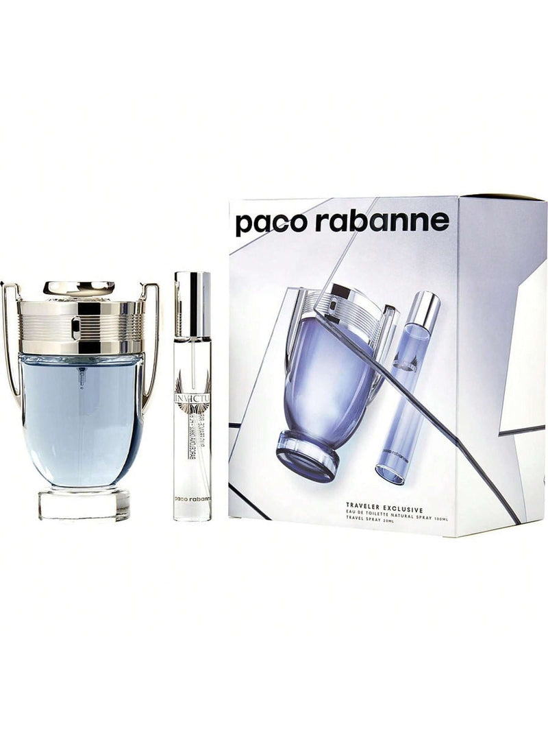 Paco Rabanne Invictus 2 Pcs Set For Men: 3.4 Eau De Toilette Spray + 0.68 Eau De Toilette Spray