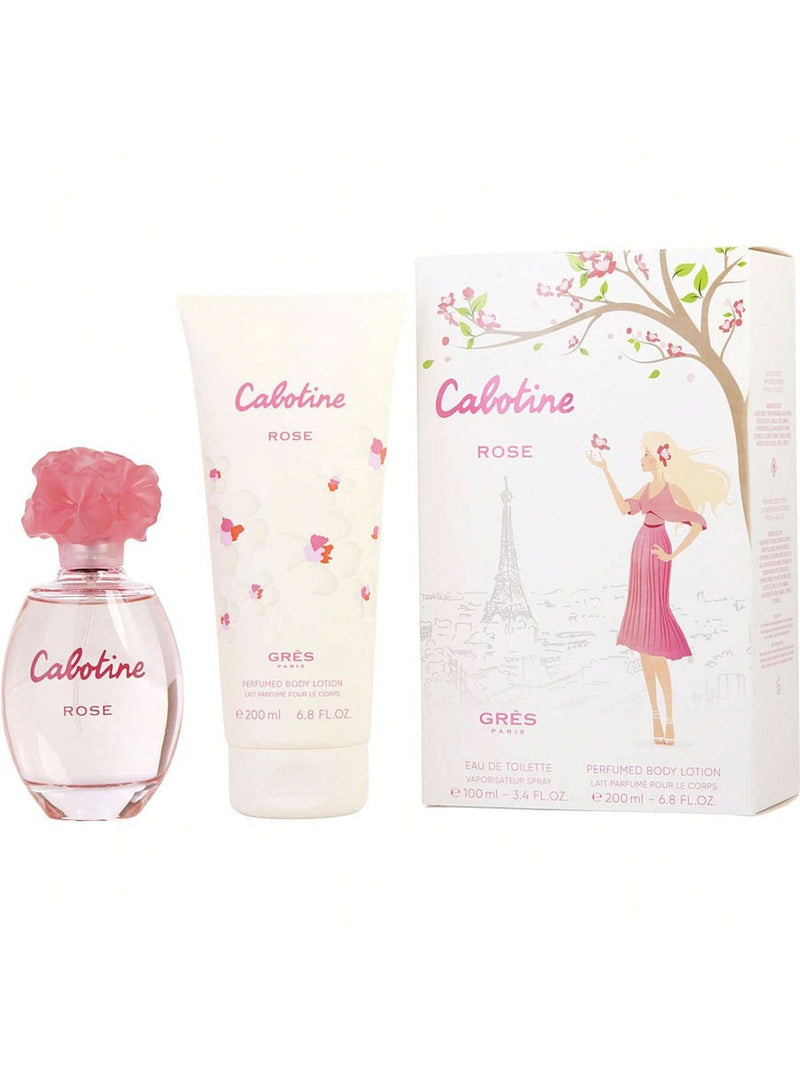 Cabotine Rose by Parfums Gres for Women - 2 Pc Gift Set 3.4oz EDT Spray, 6.8oz Perfumed Body Lotion