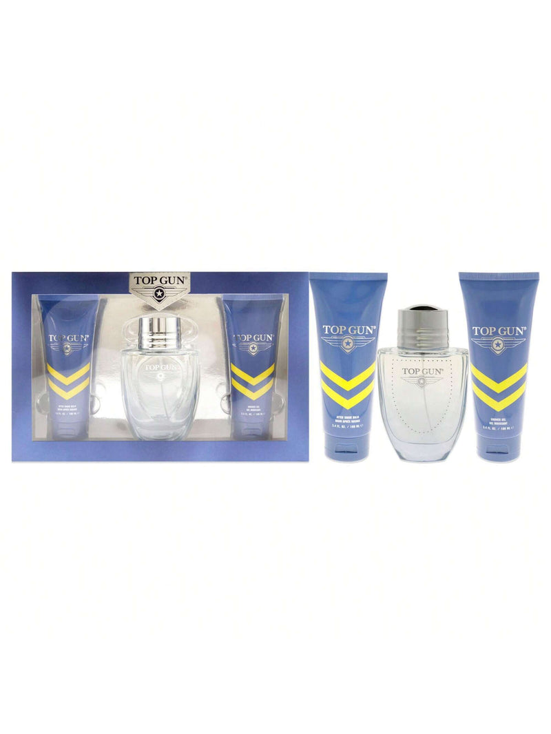 Top Gun Chevron 3 Pcs Set For Men: 3.4 Eau De Toilette Spray + 3.4 After Shave Balm + 3.4 Body Wash