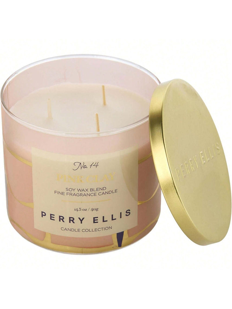 Perry Ellis 14.5 oz Soy Wax Blend 3 Wick Candle - Pink Clay