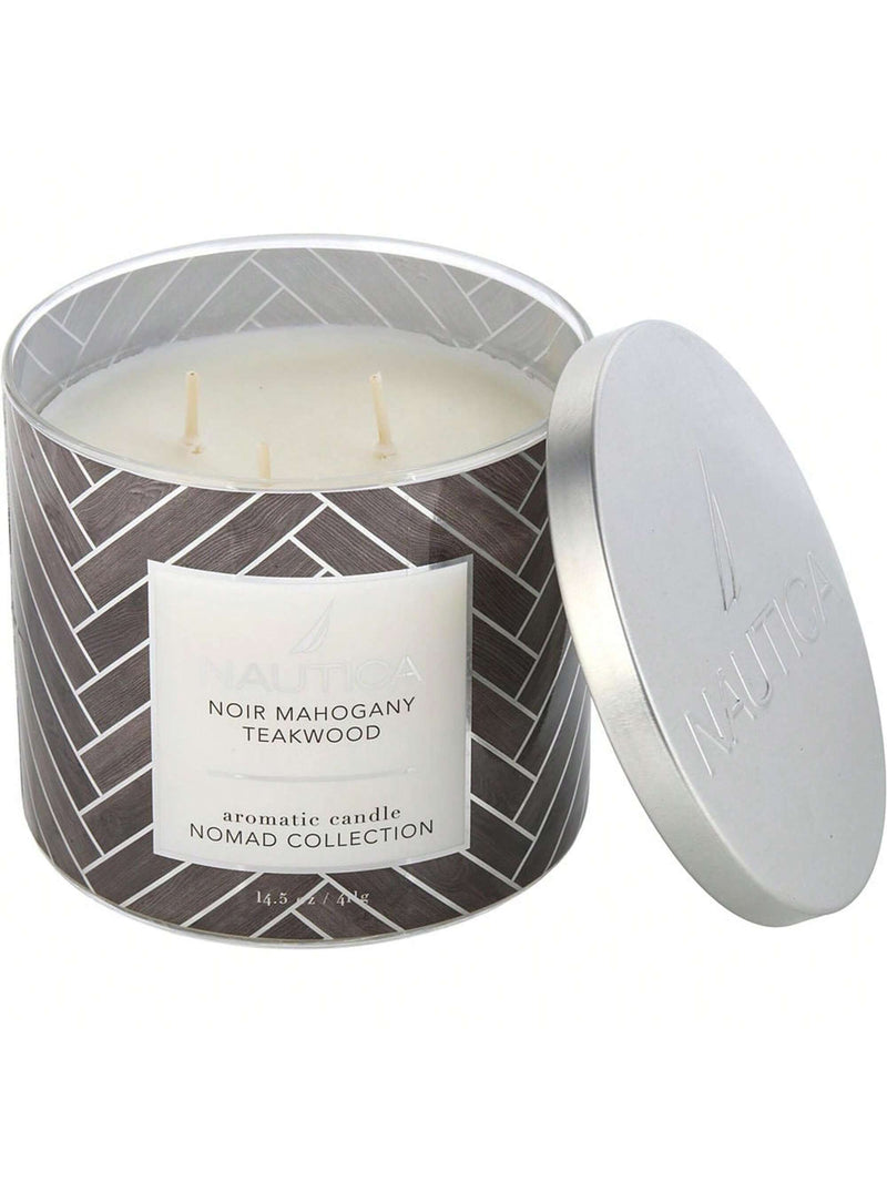 Nautica 14.5 oz Soy Wax Blend 3 Wick Candle - Noir Mahogany Teakwood