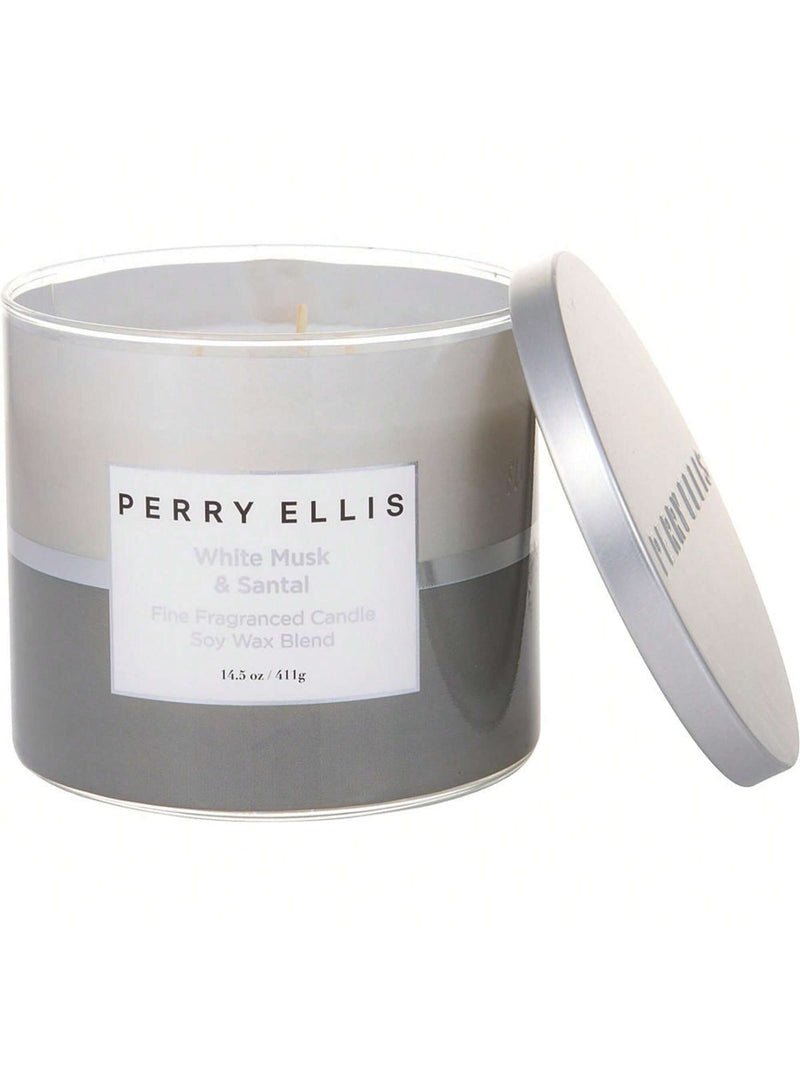 Perry Ellis 14.5 oz Soy Wax Blend 3 Wick Candle - White Musk & Santal
