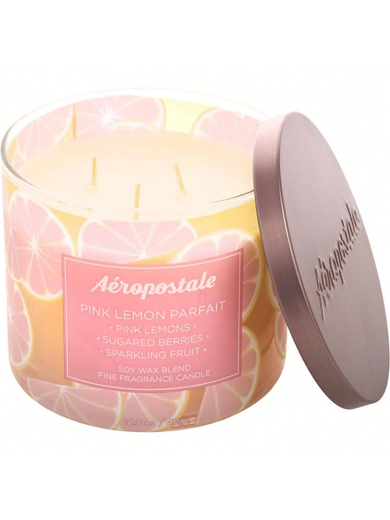 Aeropostale 14.5 oz Soy Wax Blend 3 Wick Candle - Pink Lemon Parfait