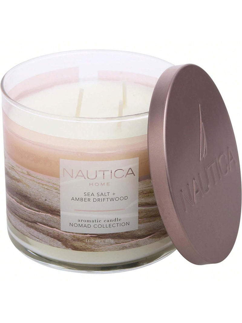 Nautica 14.5oz Soy Wax Blend 3 Wick Candle - Sea Salt & Amber Driftwood