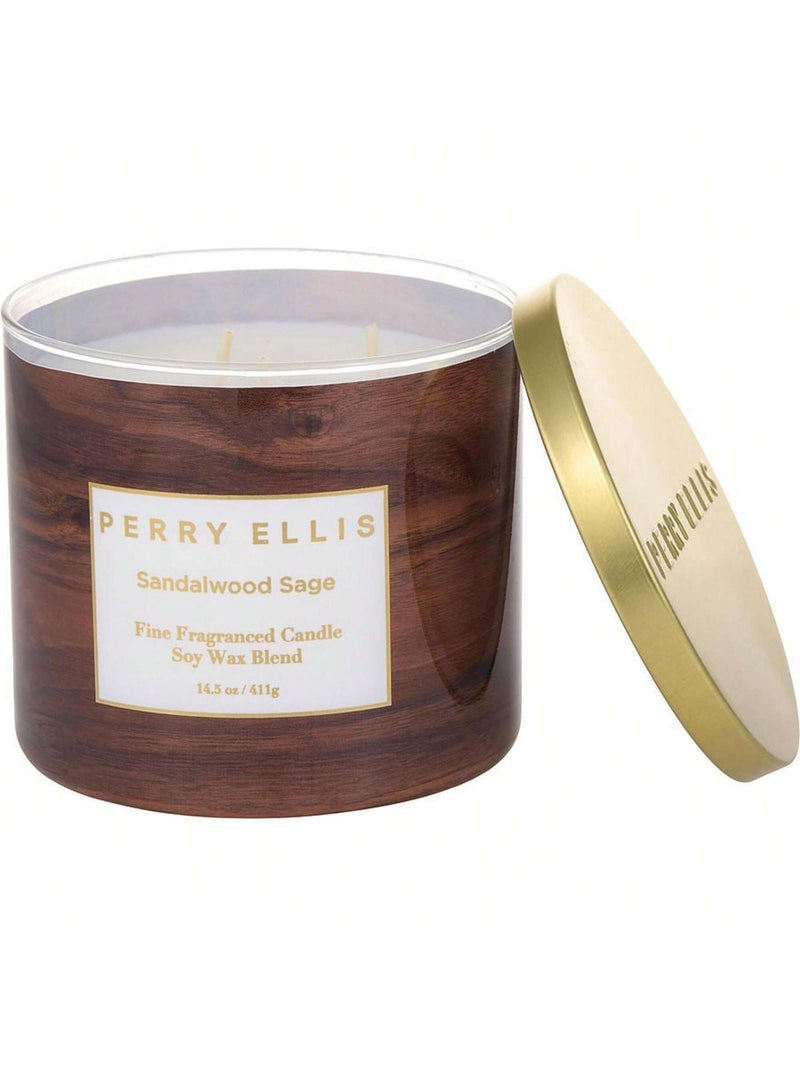 Perry Ellis 14.5 oz Soy Wax Blend 3 Wick Candle - Sandalwood Sage 0.