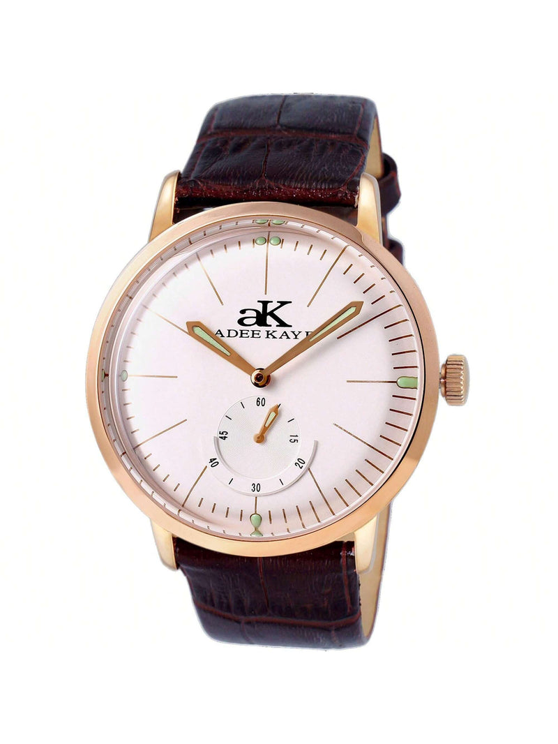 Adee Kaye Men's Simplicity AK9044N-MRG Strap White Dial Quartz Movement Buckle Clasp 39mm Round Watch