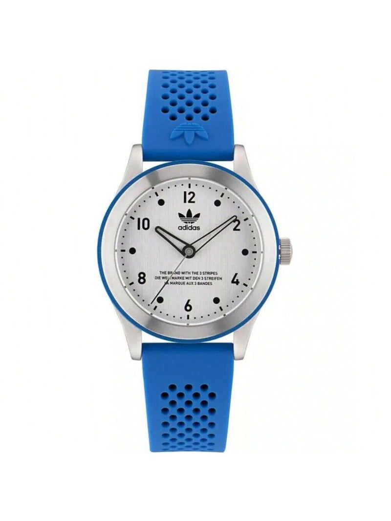 Adidas Men's Originals Code Three AOSY23033 Strap Silver Dial Quartz Movement Buckle Clasp 40mm Round Watch