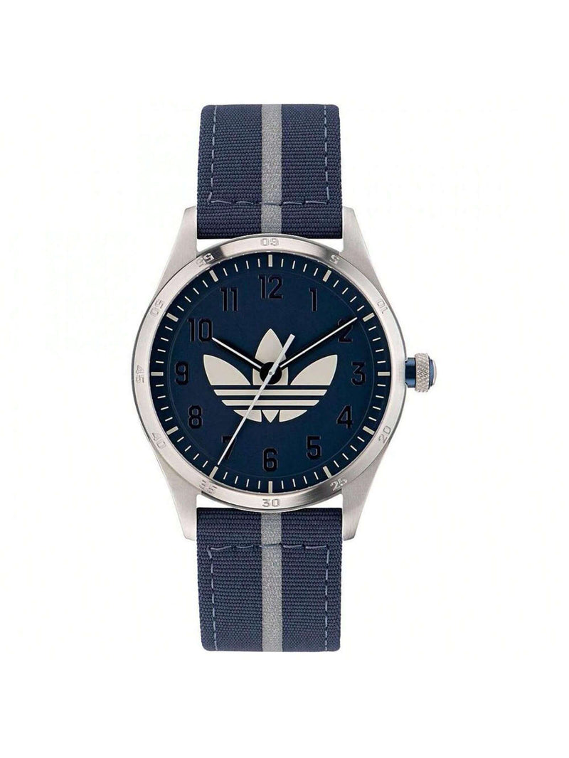 Adidas Men's Originals Code Four AOSY23041 Strap Blue Dial Quartz Movement Buckle Clasp 42mm Round Watch