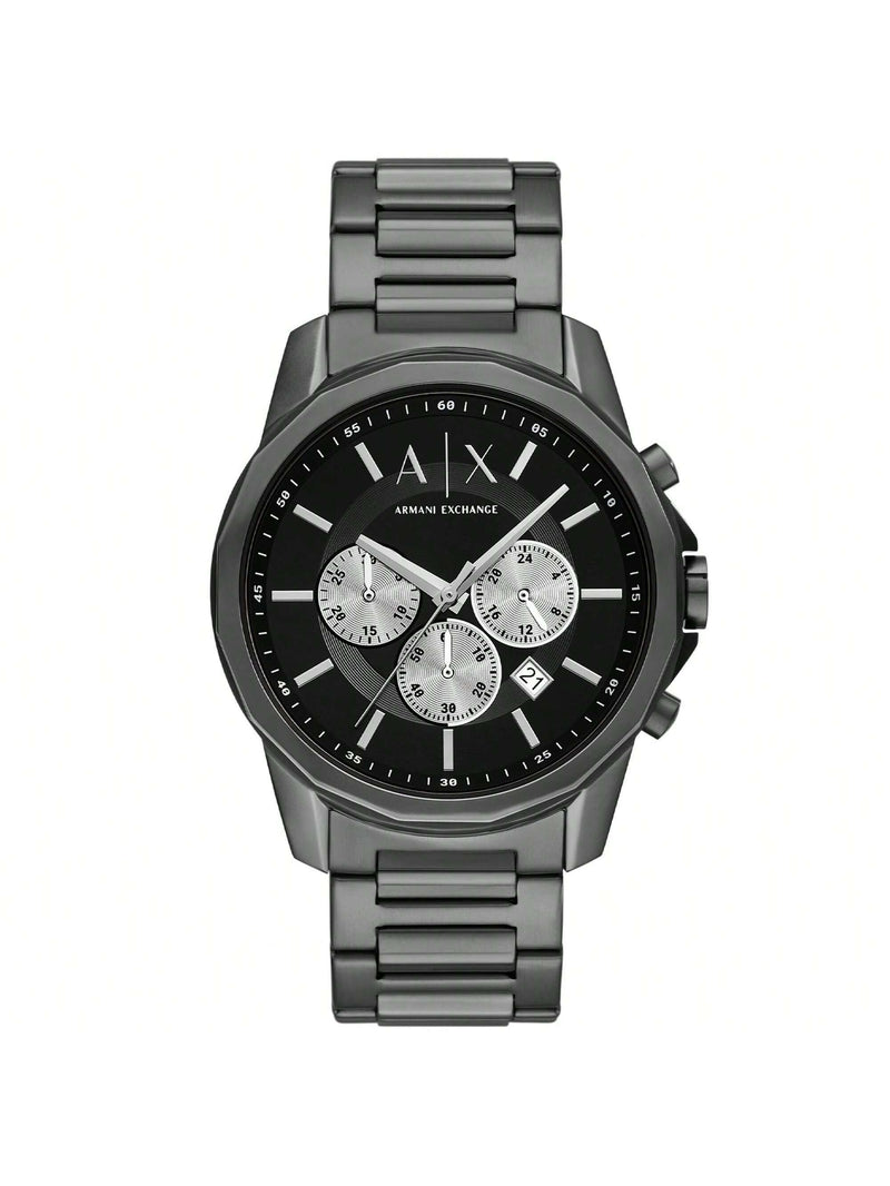 Armani Exchange Men's Banks AX1765 Bracelet Black Dial Quartz Movement Foldover Clasp 45mm Round Watch