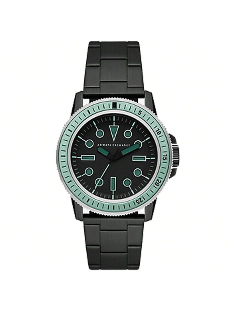 Armani Exchange Men's Classic AX1858 Bracelet Black Dial Quartz Movement Foldover Clasp 42mm Round Watch