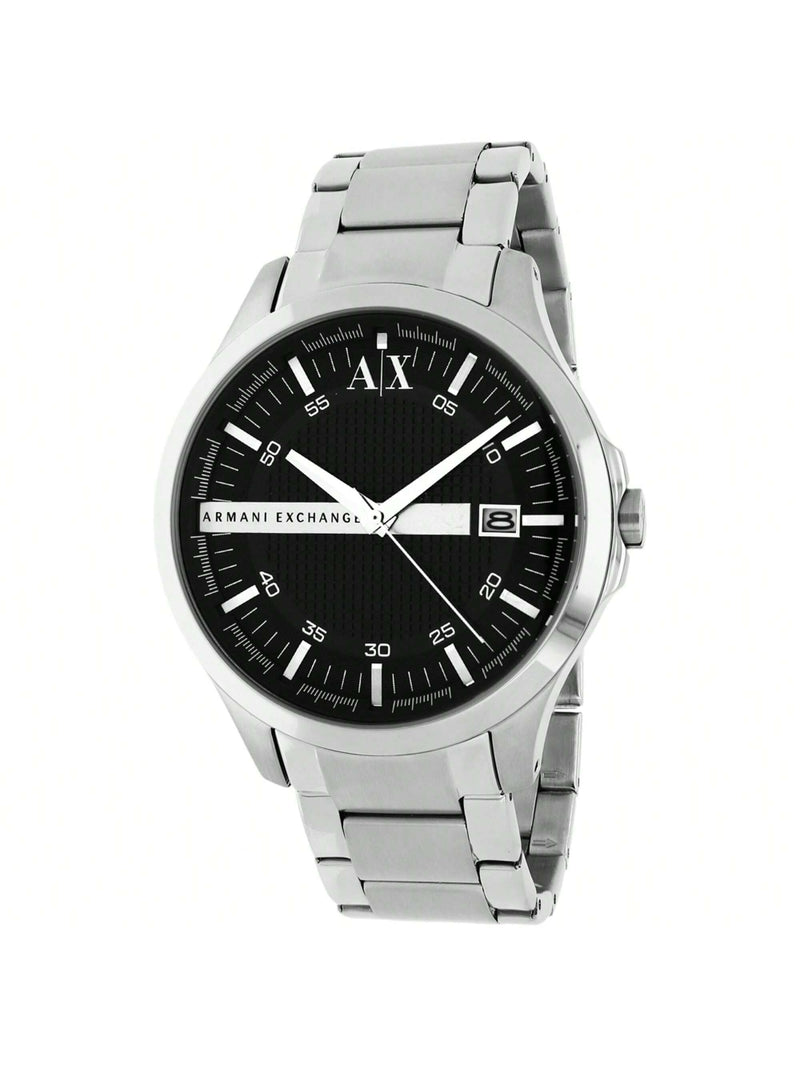 Armani Exchange Men's Classic AX2103 Bracelet Black Dial Quartz Movement Fold over Clasp 46mm Round Watch