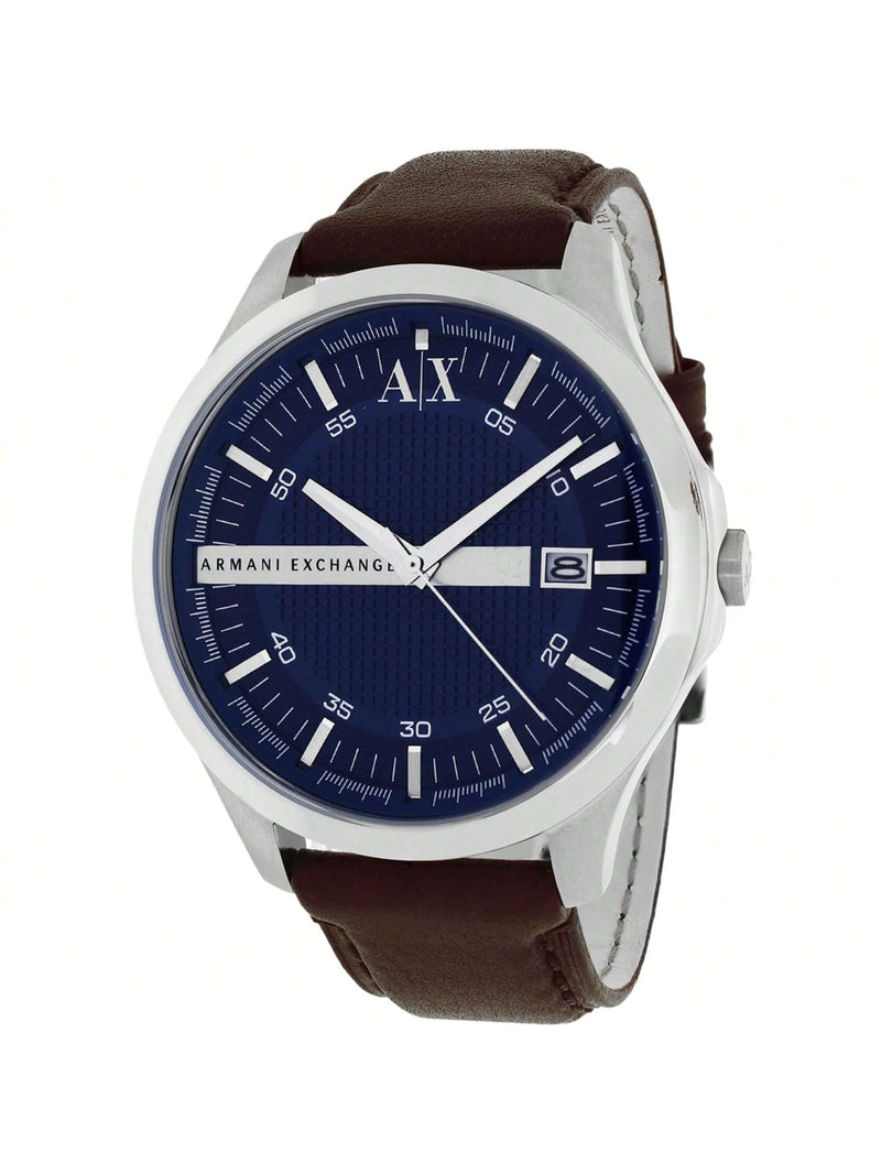Armani Exchange Men's Classic AX2133 Strap Blue Dial Quartz Movement Buckle Clasp 46mm Round Watch