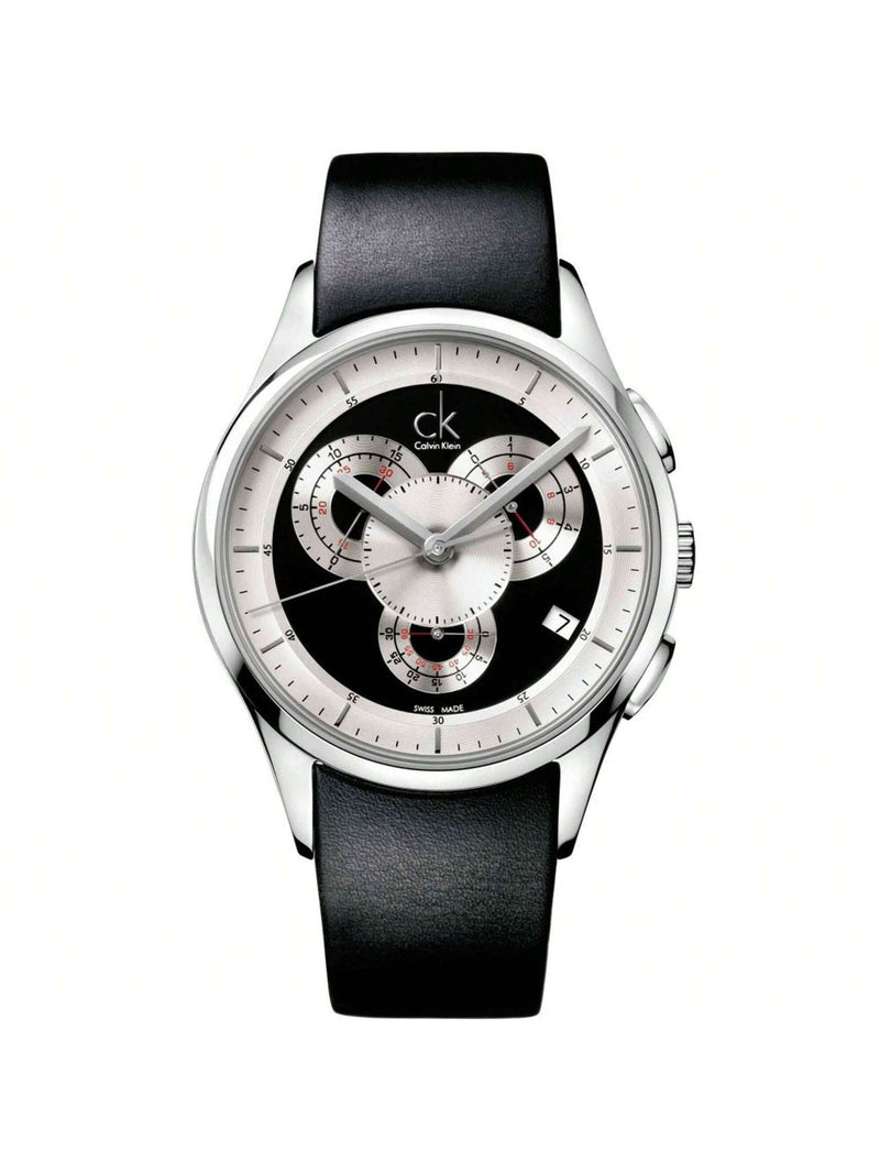 Calvin Klein Men's Basic K2A27102 Strap Black Dial Quartz Movement Foldover Clasp 44mm Round Watch