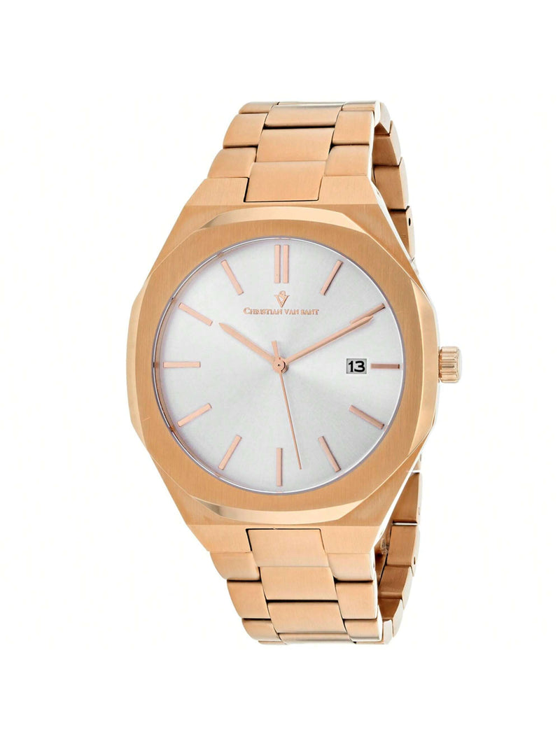 Christian Van Sant Men's Octavius Slim CV0523 Bracelet Silver Dial Quartz Movement Deployment Clasp 42mm Round Watch