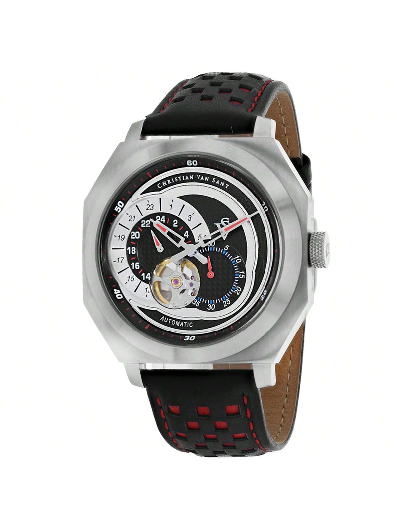 Christian Van Sant Men's Machina CV0560 Strap Black Dial Automatic Movement Buckle Clasp 42mm Round Watch