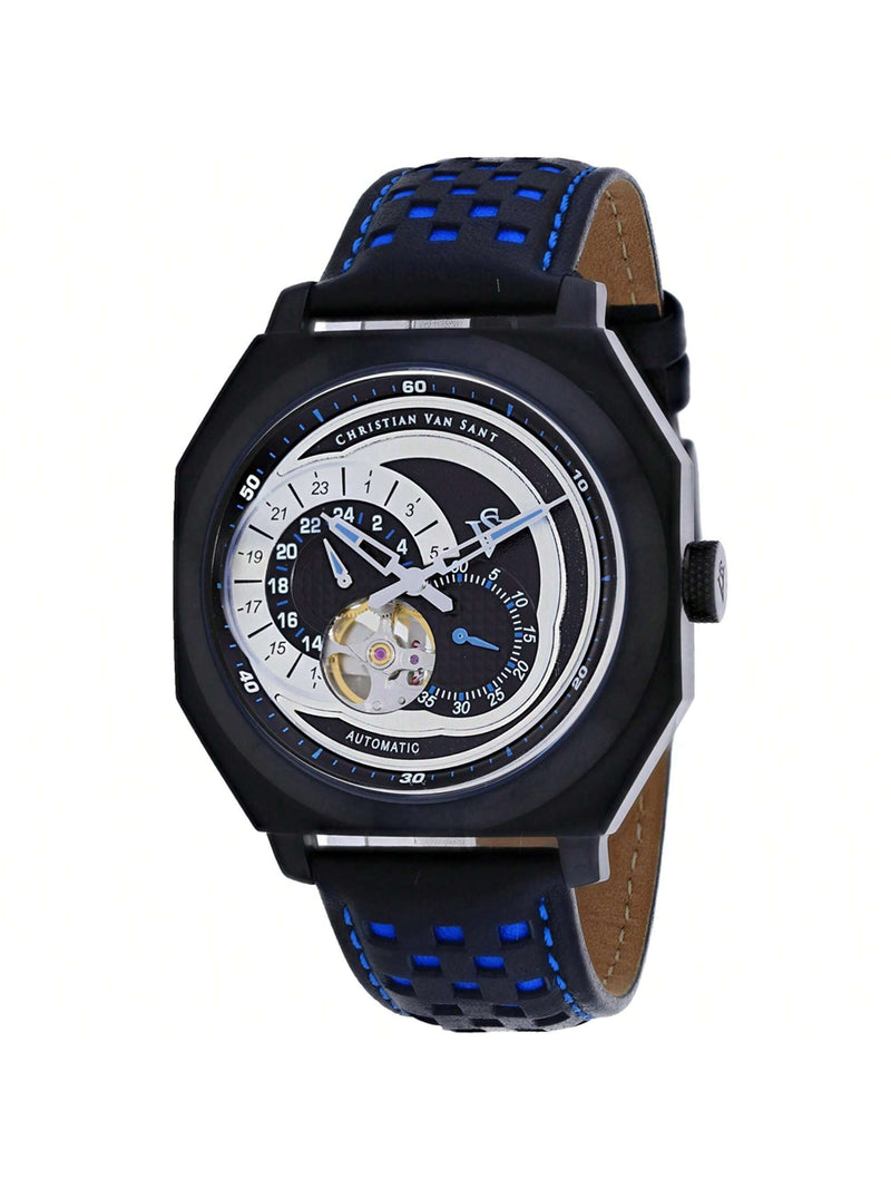 Christian Van Sant Men's Machina CV0564 Strap Black Dial Automatic Movement Buckle Clasp 42mm Round Watch