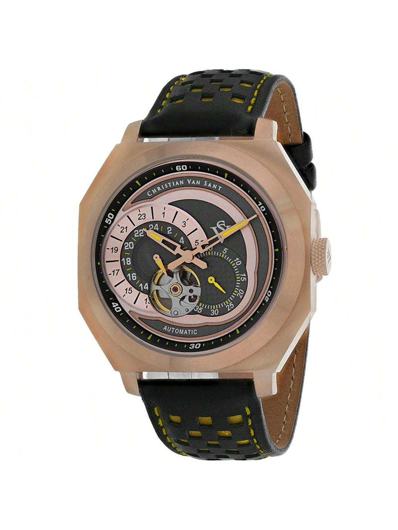 Christian Van Sant Men's Machina CV0565 Strap Grey Dial Automatic Movement Buckle Clasp 42mm Round Watch