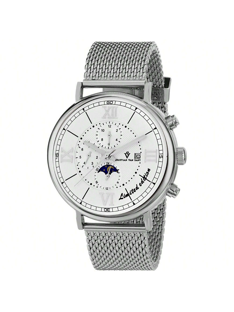 Christian Van Sant Men's Somptueuse LTD CV1150 Bracelet White Dial Automatic Movement Buckle Clasp 46mm Round Watch