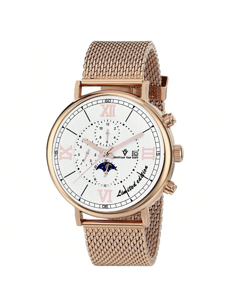 Christian Van Sant Men's Somptueuse LTD CV1153 Bracelet White Dial Automatic Movement Buckle Clasp 46mm Round Watch