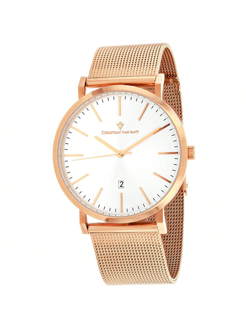 Christian Van Sant Men's Paradigm CV4322 Bracelet Silver Dial Quartz Movement Jewelry Clasp 41mm Round Watch