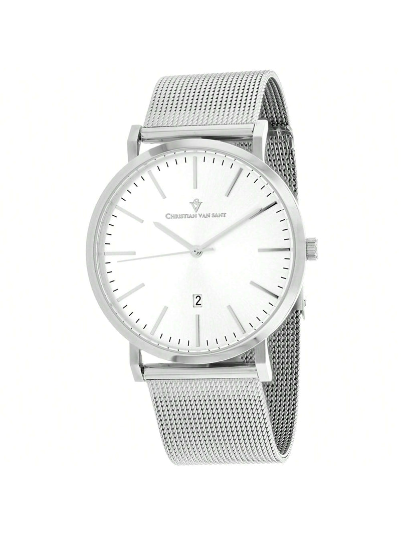 Christian Van Sant Men's Paradigm CV4323 Bracelet Silver Dial Quartz Movement Jewelry Clasp 41mm Round Watch
