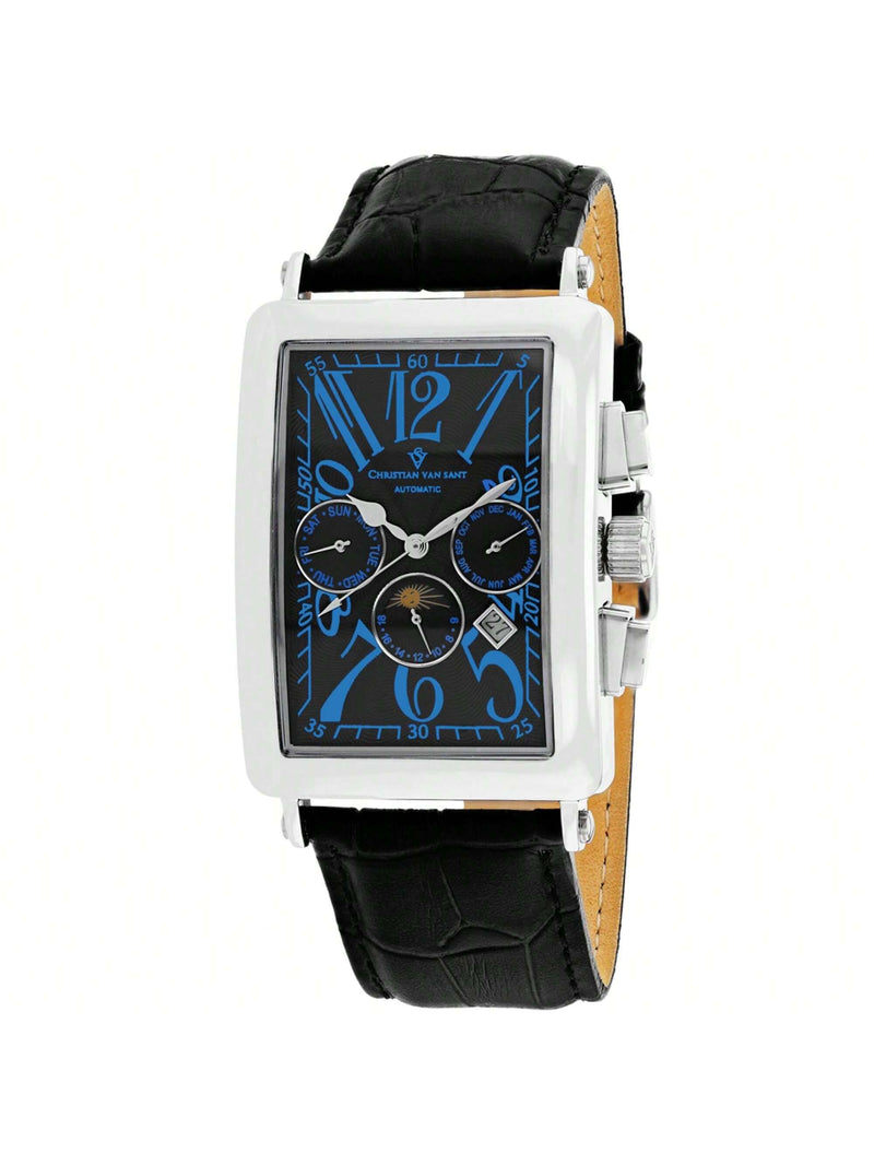 Christian Van Sant Men's Prodigy CV9135 Strap Black Dial Automatic Movement Buckle Clasp 52mm Rectangle Watch