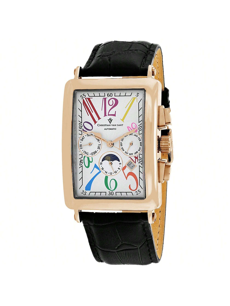 Christian Van Sant Men's Prodigy CV9145 Strap White Dial Automatic Movement Buckle Clasp 52mm Rectangle Watch