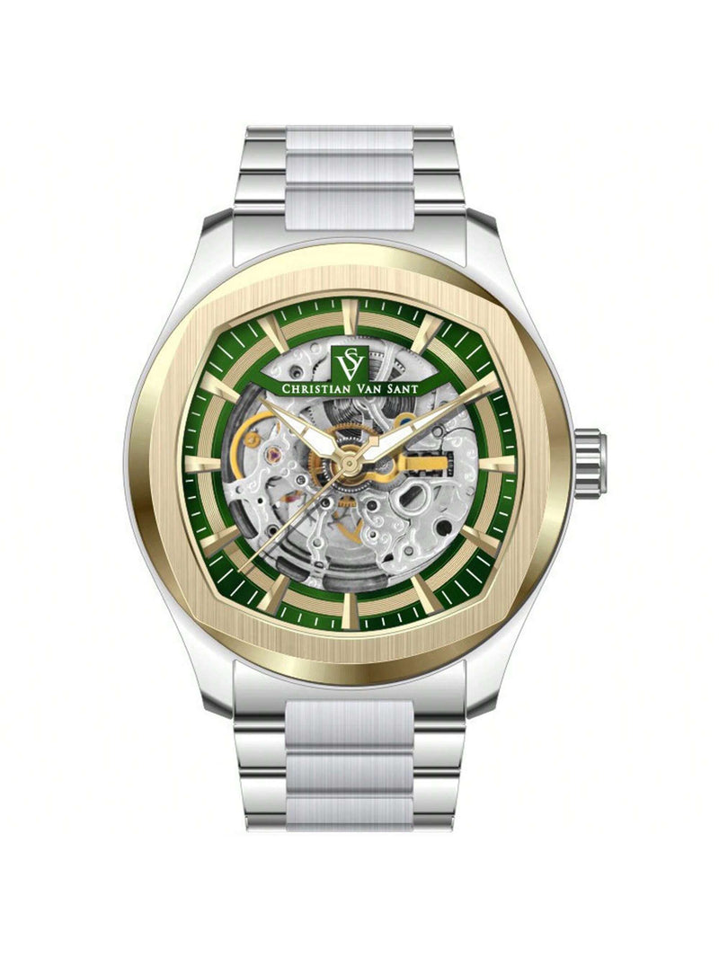 Christian Van Sant Men's Romeo CV9508 Bracelet Green Dial Automatic Movement Deployment Clasp 42mm Round Watch