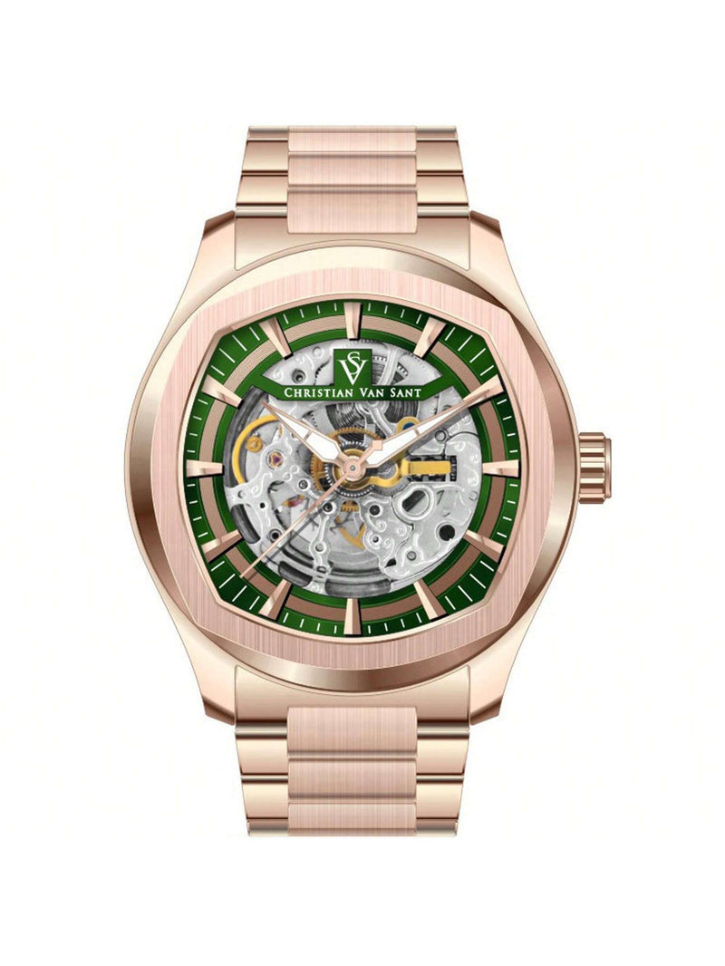 Christian Van Sant Men's Romeo CV9510 Bracelet Green Dial Automatic Movement Deployment Clasp 42mm Round Watch
