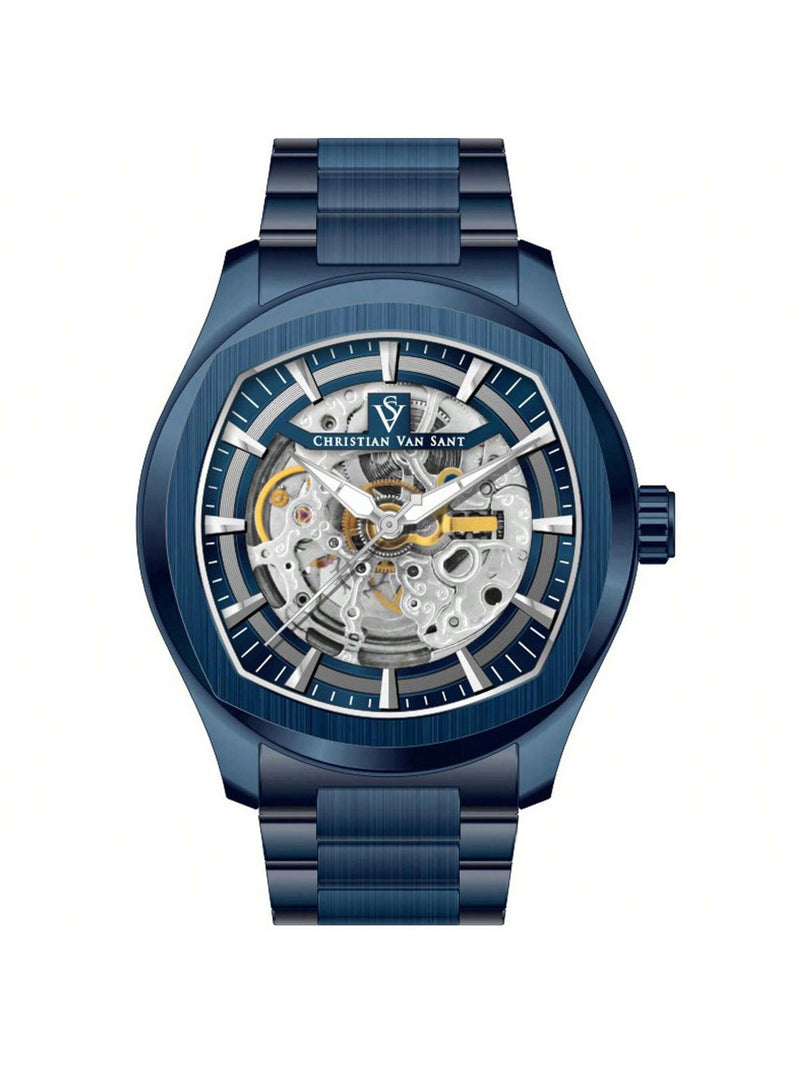 Christian Van Sant Men's Romeo CV9511 Bracelet Blue Dial Automatic Movement Deployment Clasp 42mm Round Watch