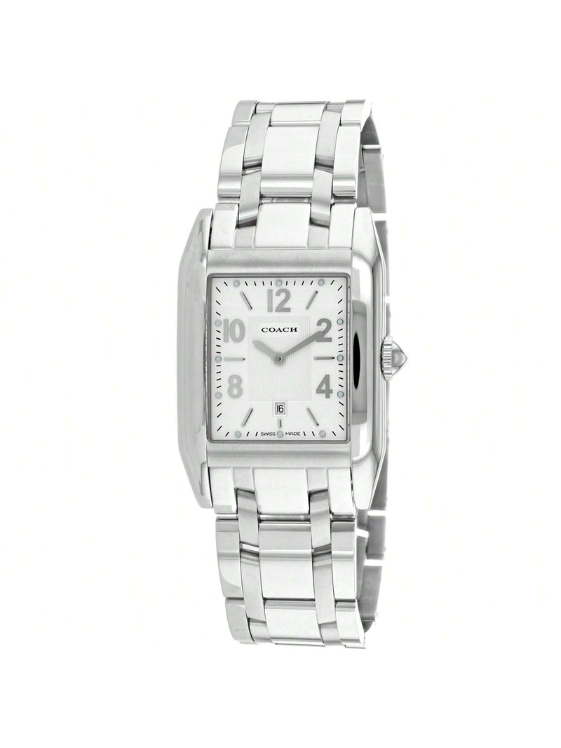 Coach Men's Commerce Root 14600490 Bracelet White Dial Quartz Movement Foldover Clasp 42mm Square Watch