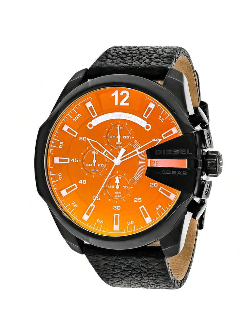 Diesel Men's Mega Chief DZ4323 Bracelet Black Dial Quartz Movement Fold over Clasp 59mm Round Watch