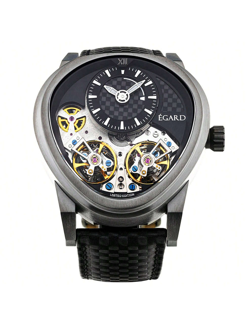 Egard Men's Quantus Carbon Beast Automatic WCH-5065-I0H203 Strap Black Dial Automatic Movement Deployment Buckle Clasp 43mm Oval Watch