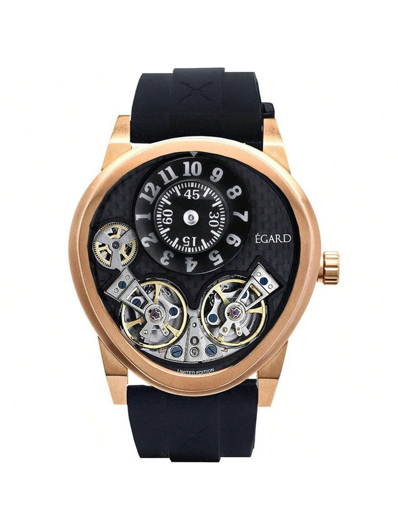 Egard Men's Quantus V3 Rose Manual Wind WCH-5072-M-ROS Strap Brown Dial Quartz Movement Buckle Clasp 43mm Oval Watch