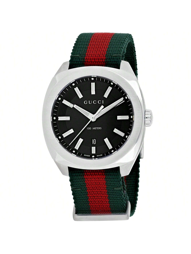 Gucci Men's GG2570 YA142305 Strap Black Dial Quartz Movement Buckle Clasp 41mm Round Watch