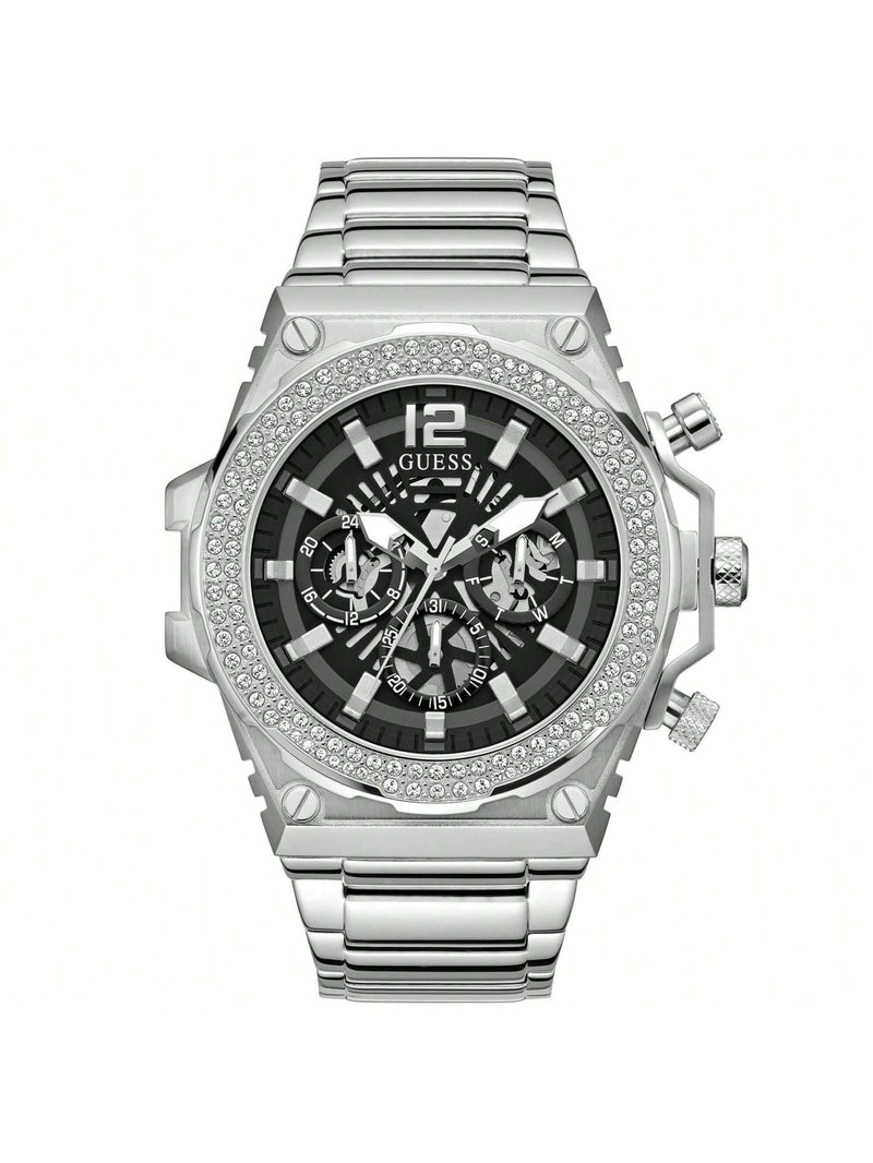 Guess Men's Classic GW0632G1 Bracelet Black Dial Quartz Movement Foldover Clasp 48mm Round Watch